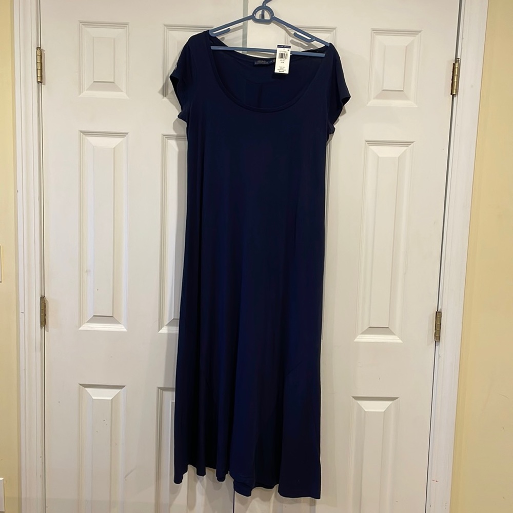 Polo Ralph Lauren - long cotton dress. Navy size L - never worn.